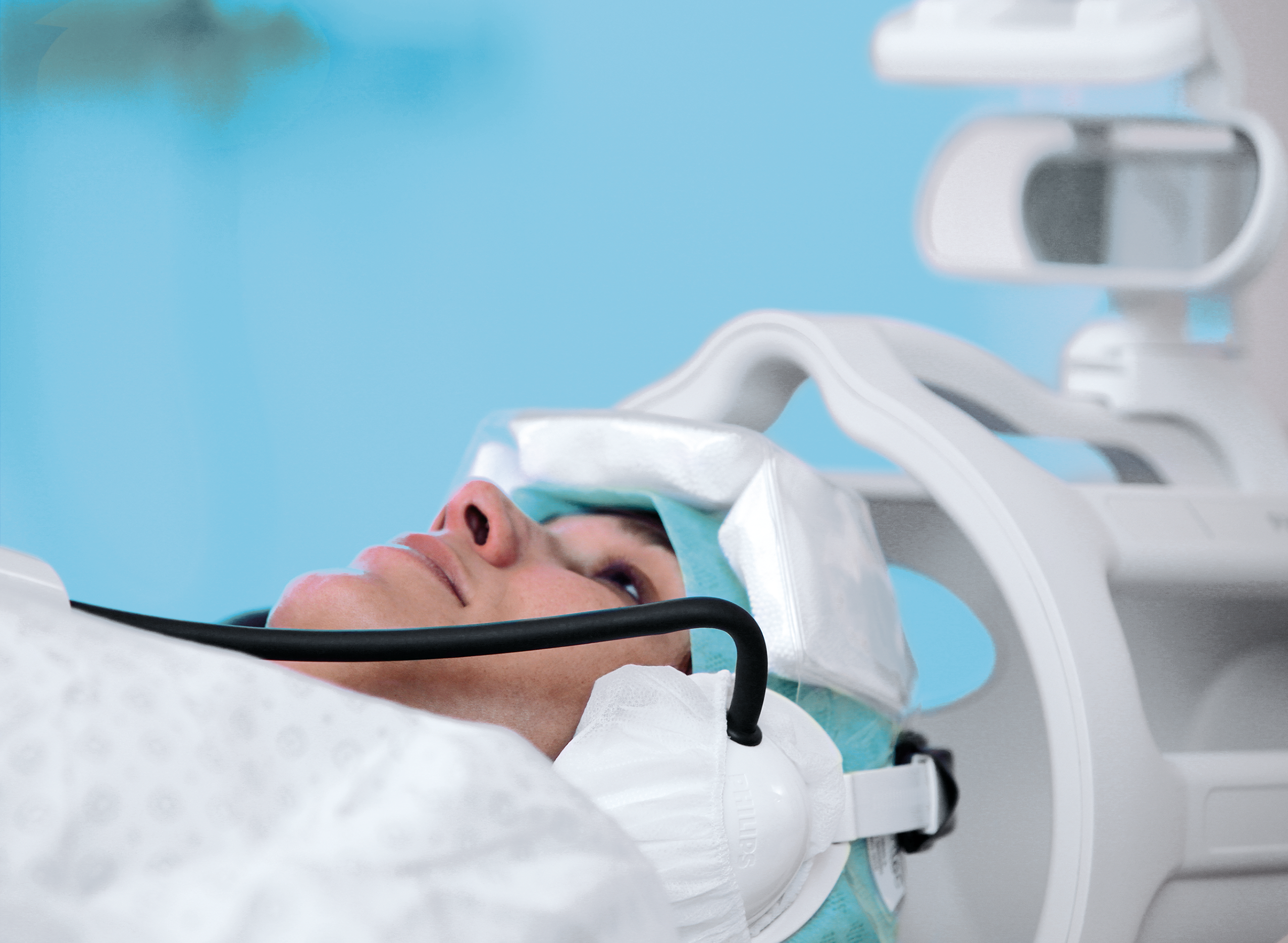 Head immobilized in MRI head coil using Crania